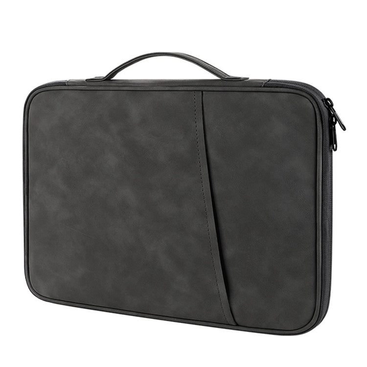 For 12.9-13 inch Laptop Portable Sheepskin Texture Leather Bag(Grey) - 12.1 inch by PMC TechLife | Online Shopping South Africa | PMC TechLife | Buy Now Pay Later Mobicred