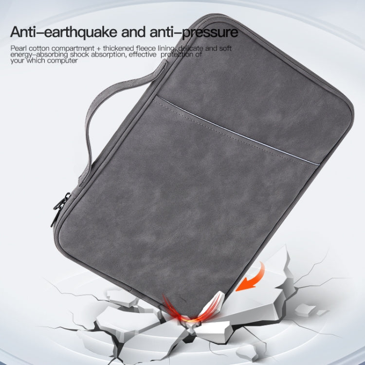 For 12.9-13 inch Laptop Portable Sheepskin Texture Leather Bag(Grey) - 12.1 inch by PMC TechLife | Online Shopping South Africa | PMC TechLife | Buy Now Pay Later Mobicred