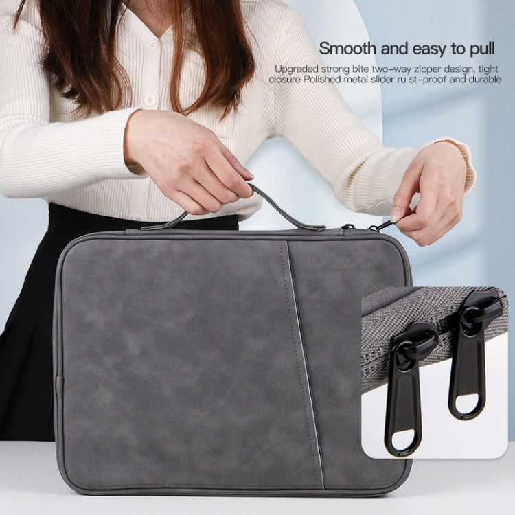 For 12.9-13 inch Laptop Portable Sheepskin Texture Leather Bag(Grey) - 12.1 inch by PMC TechLife | Online Shopping South Africa | PMC TechLife | Buy Now Pay Later Mobicred