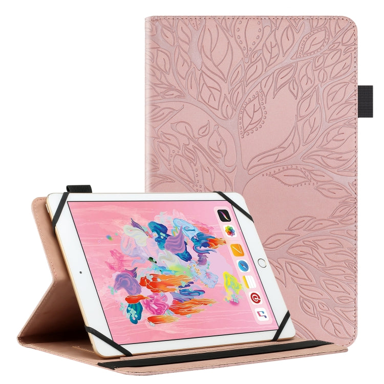 For 8 inch Life Tree Pattern Flip Universal Leather Tablet Case(Rose Gold) - 8 inch by PMC TechLife | Online Shopping South Africa | PMC TechLife | Buy Now Pay Later Mobicred