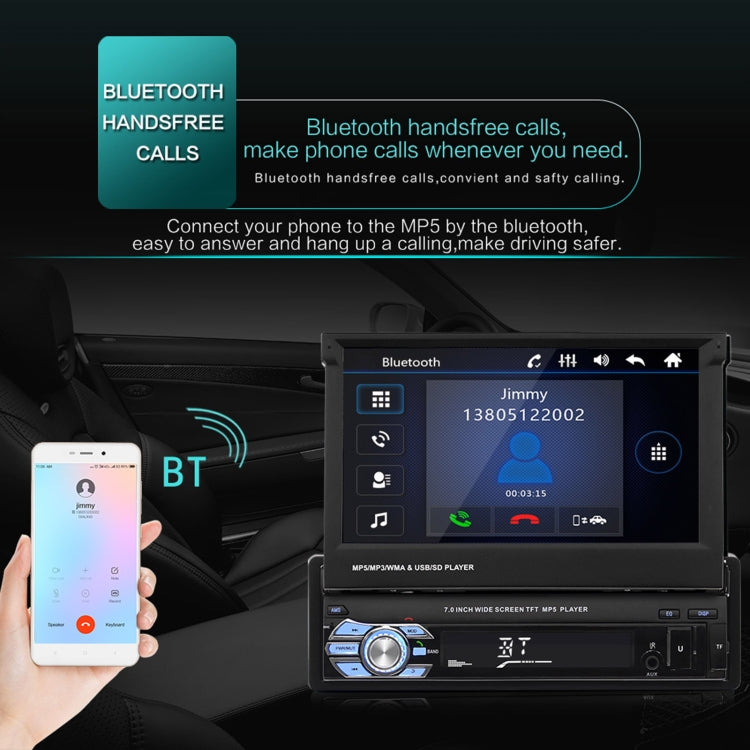 9601 7 inch Car Electric Retractable MP5 Player Supports Bluetooth Hand-free Calling Reverse - Car MP3 & MP4 & MP5 by PMC TechLife | Online Shopping South Africa | PMC TechLife | Buy Now Pay Later Mobicred