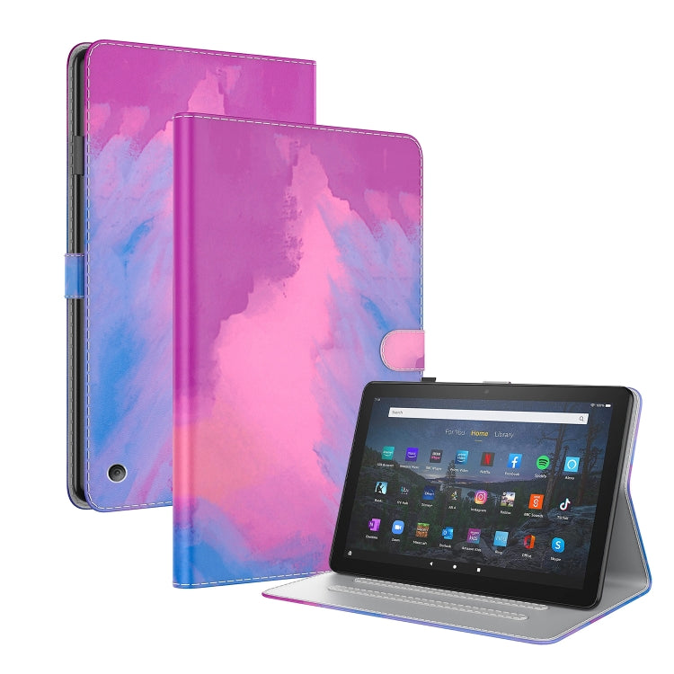 For Amazon Kindle Fire 7 2022 Watercolor Pattern Flip Leather Tablet Case(Purple Red) - Amazon by PMC TechLife | Online Shopping South Africa | PMC TechLife | Buy Now Pay Later Mobicred