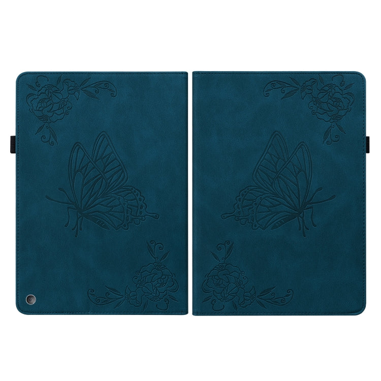 For Amazon Kindle Fire 7 2022 Butterfly Flower Embossed Leather Tablet Case(Blue) - Amazon by PMC TechLife | Online Shopping South Africa | PMC TechLife | Buy Now Pay Later Mobicred