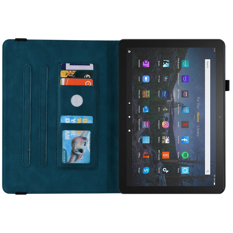 For Amazon Kindle Fire 7 2022 Butterfly Flower Embossed Leather Tablet Case(Blue) - Amazon by PMC TechLife | Online Shopping South Africa | PMC TechLife | Buy Now Pay Later Mobicred