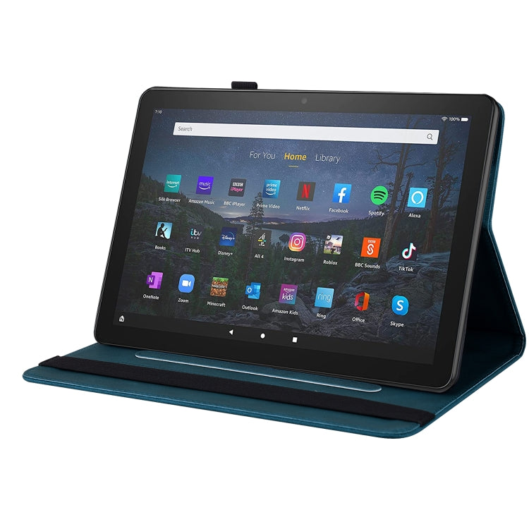 For Amazon Kindle Fire 7 2022 Butterfly Flower Embossed Leather Tablet Case(Blue) - Amazon by PMC TechLife | Online Shopping South Africa | PMC TechLife | Buy Now Pay Later Mobicred
