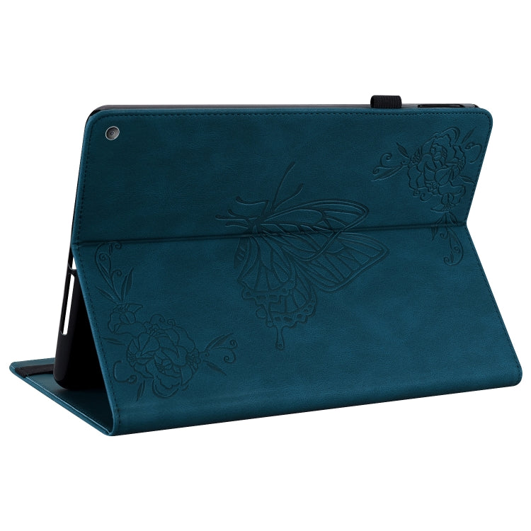 For Amazon Kindle Fire 7 2022 Butterfly Flower Embossed Leather Tablet Case(Blue) - Amazon by PMC TechLife | Online Shopping South Africa | PMC TechLife | Buy Now Pay Later Mobicred