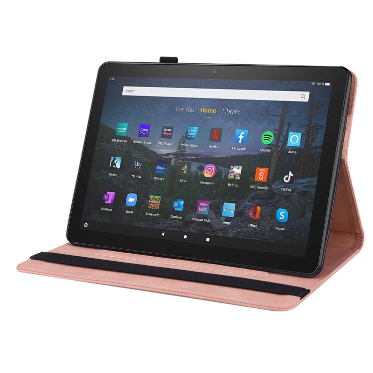 For Amazon Kindle Fire 7 2022 Butterfly Flower Embossed Leather Tablet Case(Rose Gold) - Amazon by PMC TechLife | Online Shopping South Africa | PMC TechLife | Buy Now Pay Later Mobicred