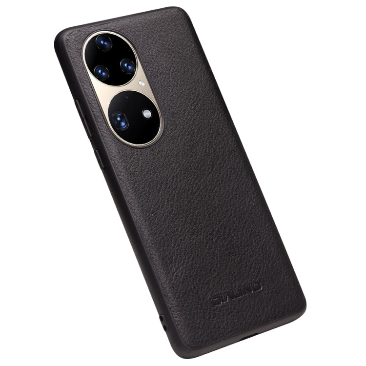 For Huawei P50 Pro QIALINO Cowhide Texture Genuine Leather Phone Case(Black) - free shipping - PMC TechLife - Order now!
