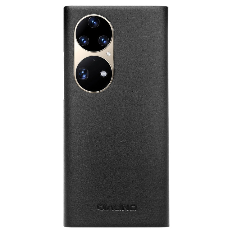 For Huawei P50 Pro QIALINO Magnetic Side Window View Genuine Leather Smart Phone Case(Black) - free shipping - PMC TechLife - Order now!