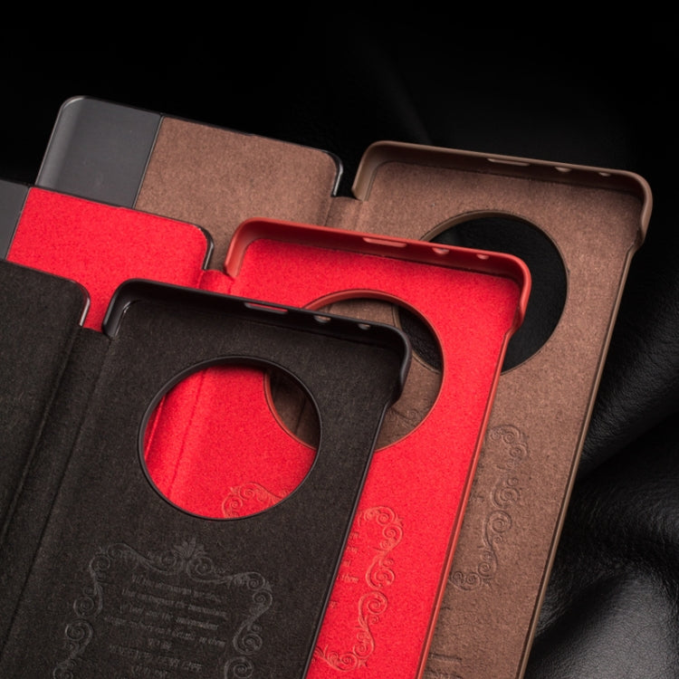 For Huawei Mate 50 QIALINO Genuine Leather Side Window View Smart Phone Case(Red) - free shipping - PMC TechLife - Order now!