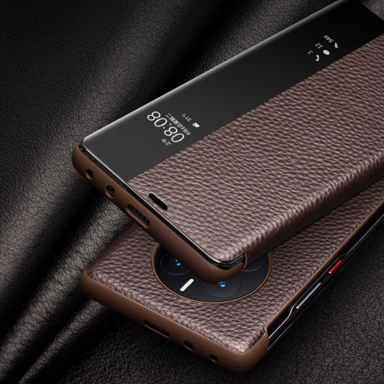 For Huawei Mate 50 QIALINO Genuine Leather Side Window View Smart Phone Case(Red) - free shipping - PMC TechLife - Order now!
