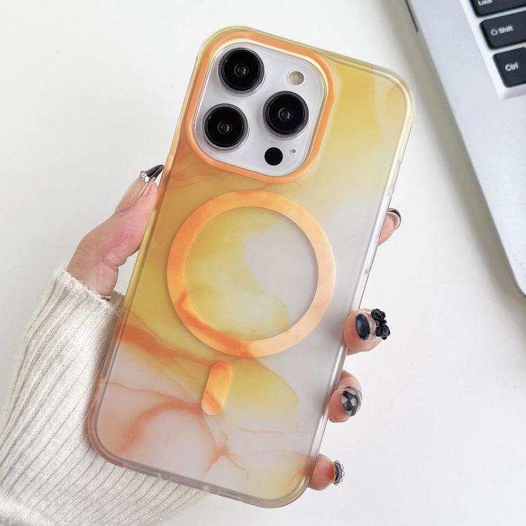 For iPhone 14 Pro Watercolor Magsafe Phone Case(Yellow) - iPhone 14 Pro Cases by PMC TechLife | Online Shopping South Africa | PMC TechLife