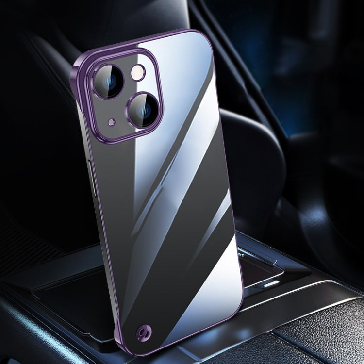 For iPhone 14 Electroplating Frameless Clear PC Phone Case(Purple) - free shipping - PMC Jewellery - Order now!