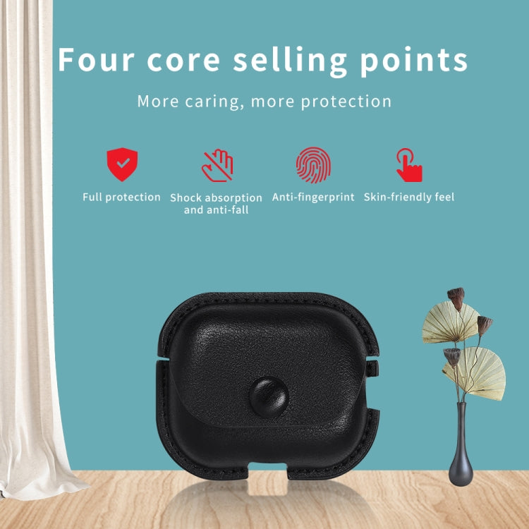 For AirPods Pro 2 Litchi Texture PU Leather Earphone Protective Case with Lanyard(Dark Brown) - For AirPods Pro 2 by PMC Jewellery | Online Shopping South Africa | PMC Jewellery | Buy Now Pay Later Mobicred