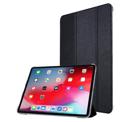 For iPad Air 13 2024 / Pro 12.9 2020 TPU Silk Texture Three-fold Horizontal Flip Leather Tablet Case with Holder(Black) - iPad Pro 12.9 (2020) Cases by PMC Jewellery | Online Shopping South Africa | PMC Jewellery | Buy Now Pay Later Mobicred