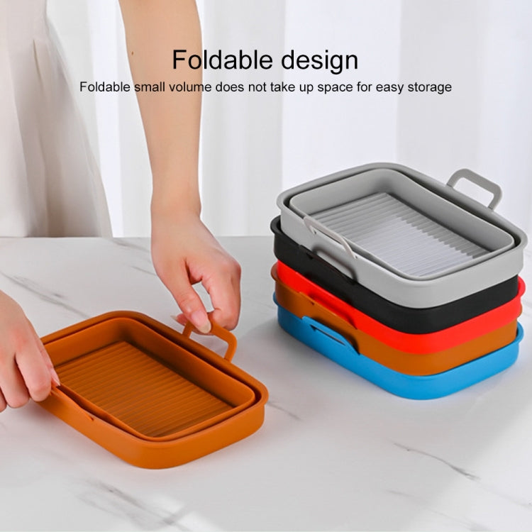 Rectangular Double Pull Basket Foldable Silicone Air Fryer Baking Pan(Grey) - Baking mat & Bakewares by PMC TechLife | Online Shopping South Africa | PMC TechLife