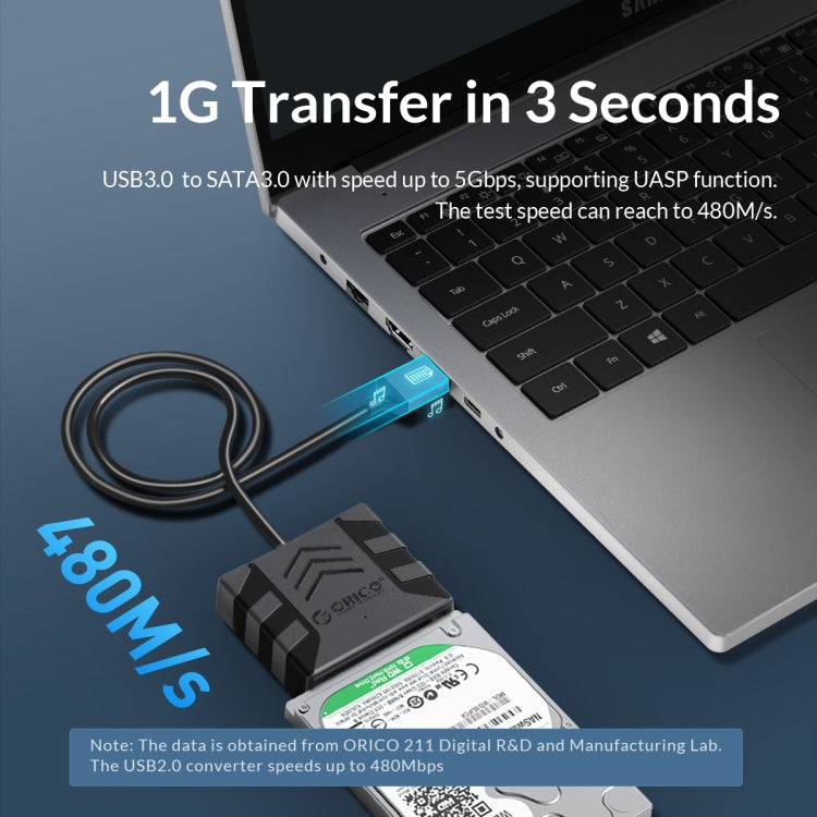 ORICO UTS1 USB 2.0 2.5-inch SATA HDD Adapter with Silcone Case, Cable Length:0.3m - USB to IDE / SATA by ORICO | Online Shopping South Africa | PMC Jewellery | Buy Now Pay Later Mobicred