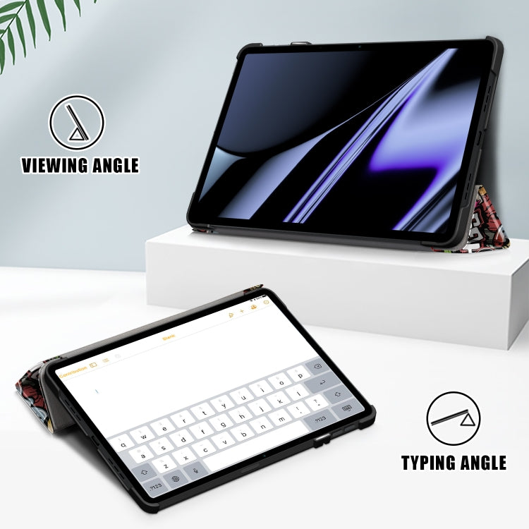 For OPPO Pad 11 inch 3-folding Magnetic Buckle Coloured Drawing Leather Tablet Case(Graffiti) - OPPO by PMC TechLife | Online Shopping South Africa | PMC TechLife | Buy Now Pay Later Mobicred