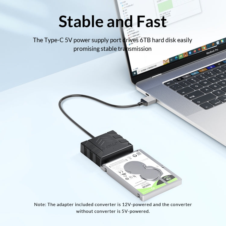 ORICO UTS1 USB 3.0 2.5-inch SATA HDD Adapter with 12V 2A Power Adapter, Cable Length:1m(EU Plug) - USB to IDE / SATA by ORICO | Online Shopping South Africa | PMC Jewellery | Buy Now Pay Later Mobicred