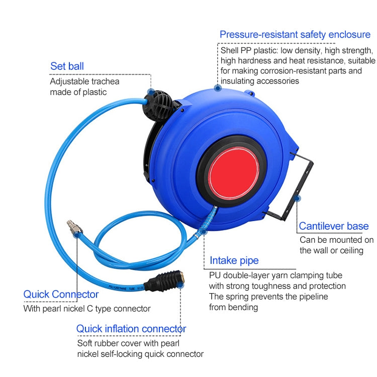 LAIZE Automatic Retractable Air Hose Reel Pneumatic PU Tube, Specification:8x5mm, 20m - free shipping - PMC TechLife - Order now!