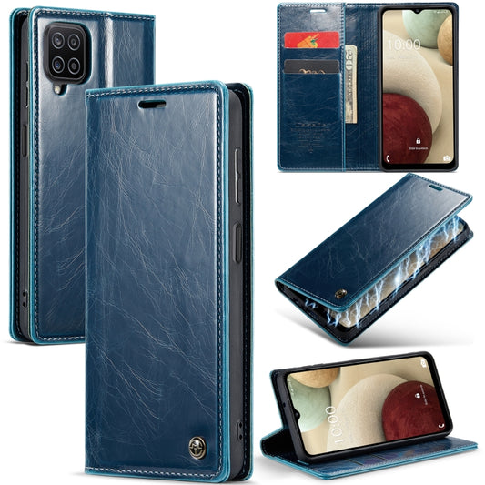 For Samsung Galaxy A12 CaseMe 003 Crazy Horse Texture Leather Phone Case(Blue) - Galaxy Phone Cases by CaseMe | Online Shopping South Africa | PMC Jewellery | Buy Now Pay Later Mobicred