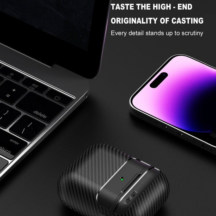 For AirPods 1 / 2 Carbon Fiber Texture Anti-fall Earphone Protective Case(Grey) - For AirPods 1/2 by PMC Jewellery | Online Shopping South Africa | PMC Jewellery | Buy Now Pay Later Mobicred
