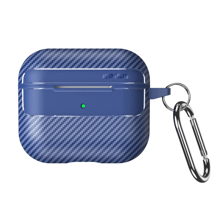 For AirPods 3 Carbon Fiber Texture Anti-fall Earphone Protective Case(Blue) - For AirPods 3 by PMC Jewellery | Online Shopping South Africa | PMC Jewellery | Buy Now Pay Later Mobicred
