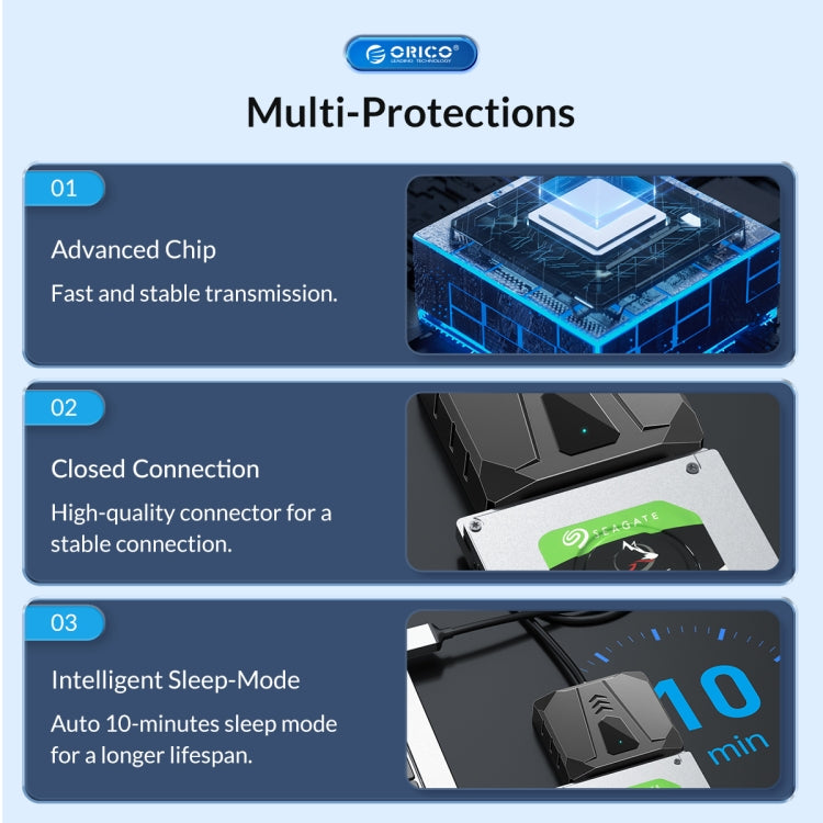 ORICO UTS2 USB 3.0 2.5-inch SATA HDD Adapter with 12V 2A Power Adapter, Cable Length:0.5m(AU Plug) - USB to IDE / SATA by ORICO | Online Shopping South Africa | PMC Jewellery | Buy Now Pay Later Mobicred