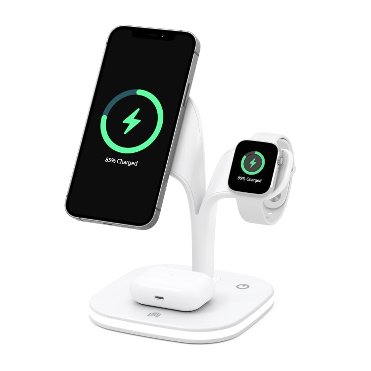 YM-UD22 15W 5 in 1 Magnetic Wireless Charger with Stand Function(White) - Wireless Charger by PMC Jewellery | Online Shopping South Africa | PMC Jewellery | Buy Now Pay Later Mobicred