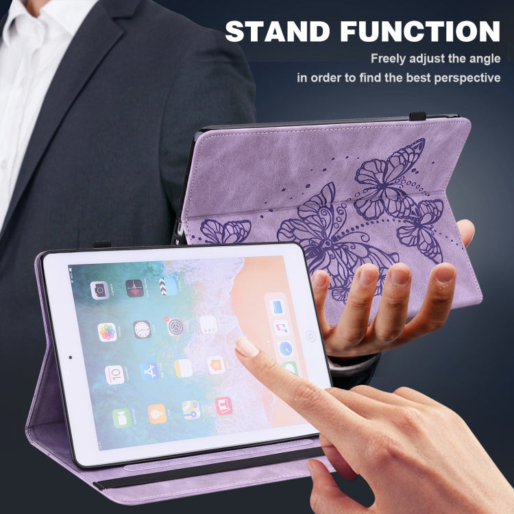 For Lenovo Tab M10 3rd Gen Embossed Butterfly Pattern Leather Tablet Case(Purple) - Lenovo by PMC TechLife | Online Shopping South Africa | PMC TechLife | Buy Now Pay Later Mobicred