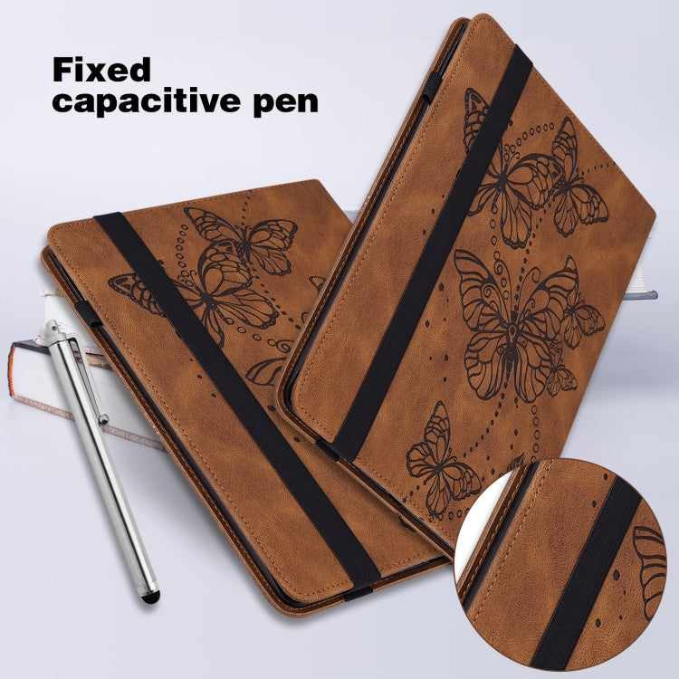 For Lenovo Tab M10 3rd Gen Embossed Butterfly Pattern Leather Tablet Case(Brown) - Lenovo by PMC TechLife | Online Shopping South Africa | PMC TechLife | Buy Now Pay Later Mobicred