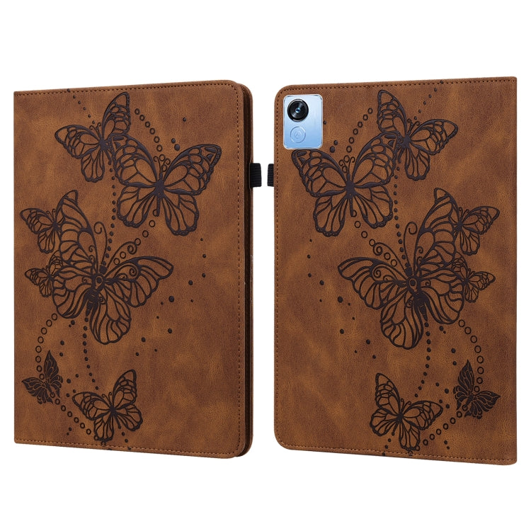 For Realme Pad X Embossed Butterfly Pattern Leather Tablet Case(Brown) - Realme by PMC TechLife | Online Shopping South Africa | PMC TechLife | Buy Now Pay Later Mobicred