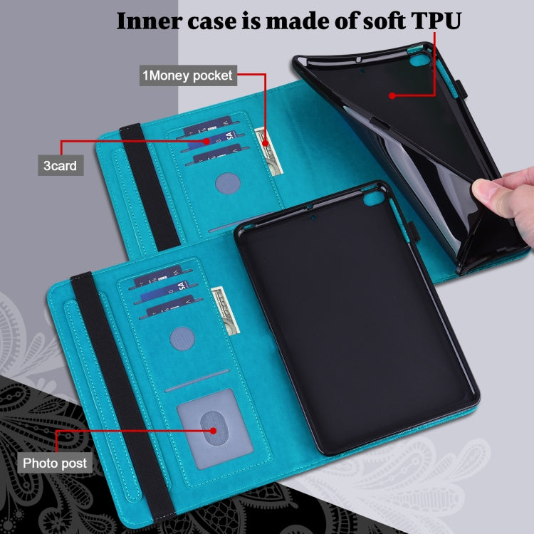 For Lenovo Tab M10 3rd Gen Lace Flower Embossing Pattern Leather Tablet Case(Blue) - Lenovo by PMC TechLife | Online Shopping South Africa | PMC TechLife | Buy Now Pay Later Mobicred