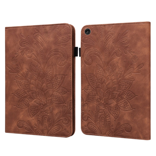 For Lenovo Tab M10 3rd Gen Lace Flower Embossing Pattern Leather Tablet Case(Brown) - Lenovo by PMC Jewellery | Online Shopping South Africa | PMC Jewellery | Buy Now Pay Later Mobicred