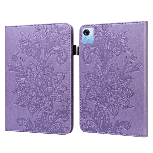 For Realme Pad X Lace Flower Embossing Pattern Leather Tablet Case(Purple) - Realme by PMC Jewellery | Online Shopping South Africa | PMC Jewellery | Buy Now Pay Later Mobicred