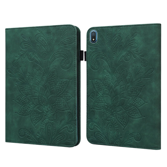 For Nokia T20 10.4 2021 Lace Flower Embossing Pattern Leather Tablet Case(Green) - Nokia by PMC Jewellery | Online Shopping South Africa | PMC Jewellery | Buy Now Pay Later Mobicred