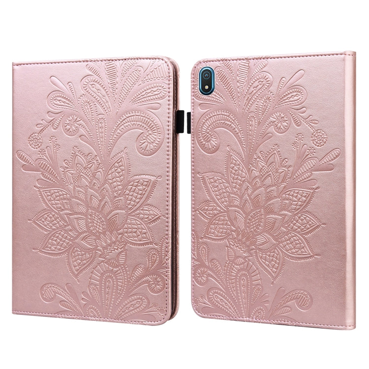 For Nokia T20 10.4 2021 Lace Flower Embossing Pattern Leather Tablet Case(Pink) - Nokia by PMC TechLife | Online Shopping South Africa | PMC TechLife | Buy Now Pay Later Mobicred