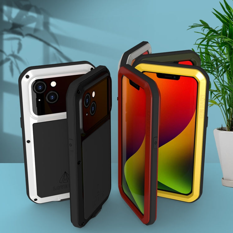 For iPhone 14 LOVE MEI Metal Shockproof Life Waterproof Dustproof Phone Case(Black) - free shipping - PMC TechLife - Order now!