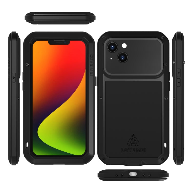 For iPhone 14 LOVE MEI Metal Shockproof Life Waterproof Dustproof Phone Case(Silver) - iPhone 14 Cases by LOVE MEI | Online Shopping South Africa | PMC TechLife | Buy Now Pay Later Mobicred