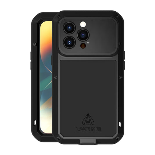 For iPhone 14 Pro LOVE MEI Metal Shockproof Life Waterproof Dustproof Phone Case(Black) - iPhone 14 Pro Cases by LOVE MEI | Online Shopping South Africa | PMC Jewellery