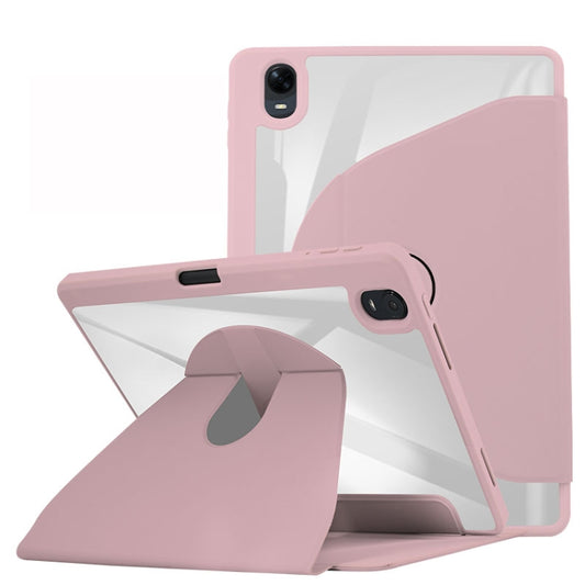 For OPPO Pad Air 10.3 2022 Acrylic 360 Degree Rotation Holder Tablet Leather Case(Baby Pink) - OPPO by PMC Jewellery | Online Shopping South Africa | PMC Jewellery | Buy Now Pay Later Mobicred