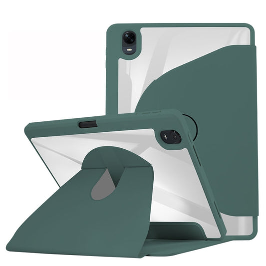 For OPPO Pad Air 10.3 2022 Acrylic 360 Degree Rotation Holder Tablet Leather Case(Emerald Green) - OPPO by PMC Jewellery | Online Shopping South Africa | PMC Jewellery | Buy Now Pay Later Mobicred