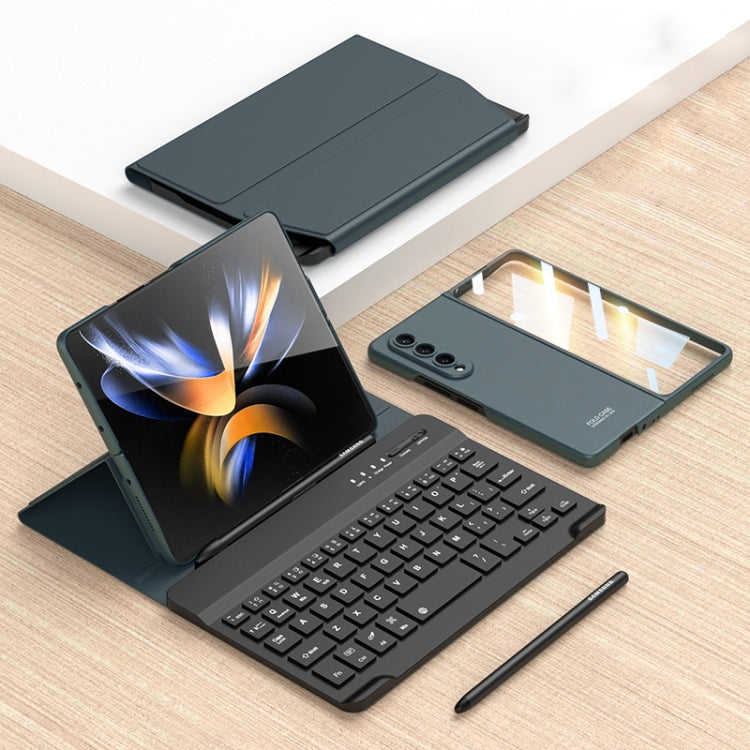For Samsung Galaxy Z Fold3 5G Magnetic Folding Bluetooth Keyboard Leather Case(Dark Green) - Samsung Keyboard by PMC TechLife | Online Shopping South Africa | PMC TechLife