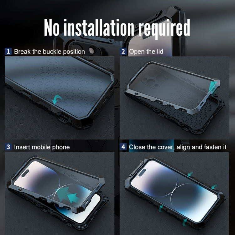 For iPhone 14 R-JUST Life Waterproof Dustproof Shockproof Phone Case(Black) - free shipping - PMC TechLife - Order now!