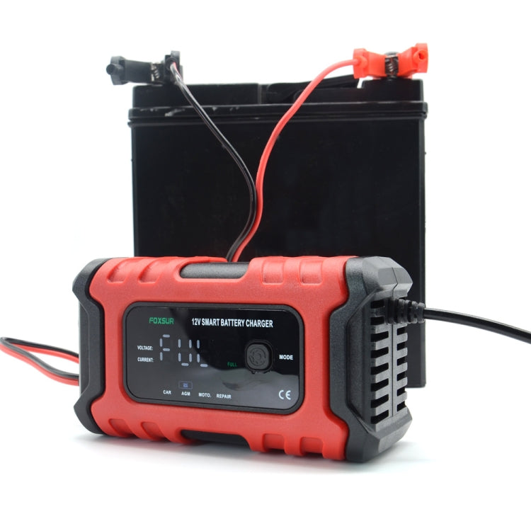 FOXSUR 6A 12V Motorcycle / Car Smart Battery Charger, Plug Type:UK Plug(Red) - Battery Charger by FOXSUR | Online Shopping South Africa | PMC Jewellery | Buy Now Pay Later Mobicred
