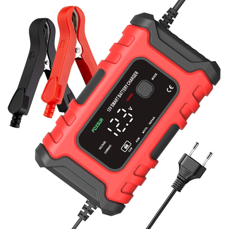 FOXSUR 6A 12V Motorcycle / Car Smart Battery Charger, Plug Type:EU Plug(Red) - Battery Charger by FOXSUR | Online Shopping South Africa | PMC Jewellery | Buy Now Pay Later Mobicred