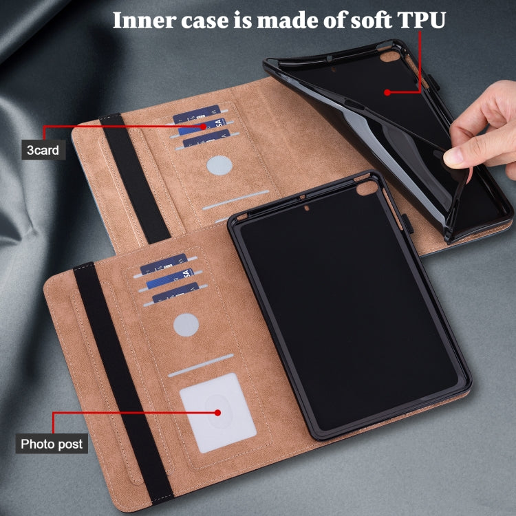 For iPad 2025 / 2022 Solid Color Embossed Striped Leather Tablet Case(Blue) - free shipping - PMC TechLife - Order now!