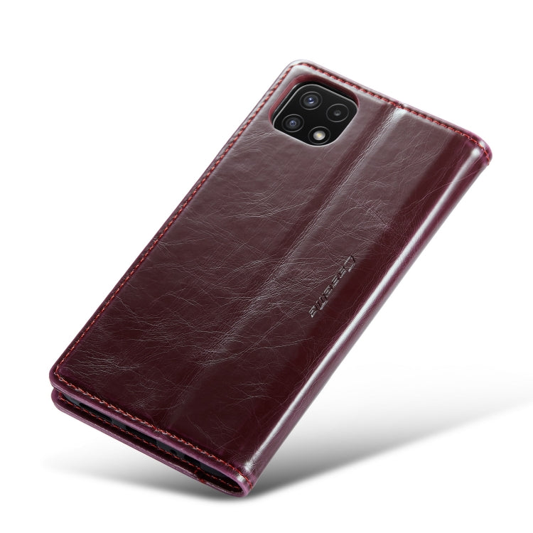 For Samsung Galaxy A22 5G / F42 5G CaseMe 003 Crazy Horse Texture Leather Phone Case(Wine Red) - Galaxy Phone Cases by CaseMe | Online Shopping South Africa | PMC Jewellery | Buy Now Pay Later Mobicred