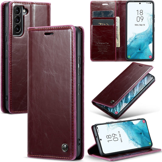 For Samsung Galaxy S22+ 5G CaseMe 003 Crazy Horse Texture Leather Phone Case(Wine Red) - Galaxy S22+ 5G Cases by CaseMe | Online Shopping South Africa | PMC Jewellery | Buy Now Pay Later Mobicred