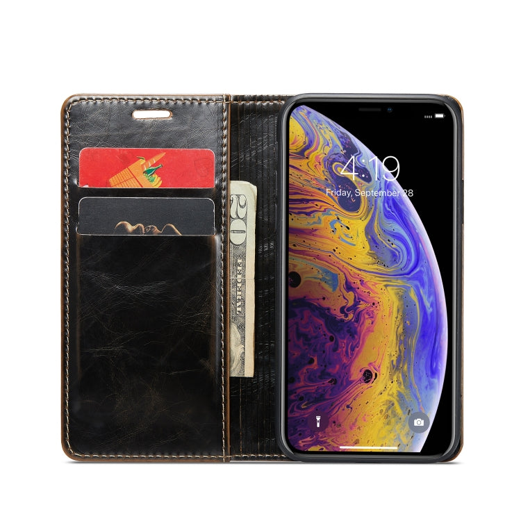 For iPhone XS CaseMe 003 Crazy Horse Texture Leather Phone Case(Coffee) - More iPhone Cases by CaseMe | Online Shopping South Africa | PMC Jewellery | Buy Now Pay Later Mobicred